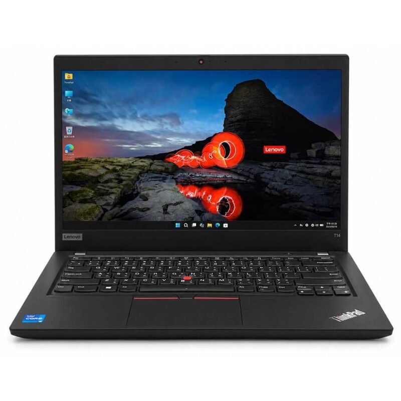 Lenovo ThinkPad T14 Gen2 正面展示，14 吋 FHD 商務二手筆電，搭載 Intel Core i5-1135G7、MX450 2GB 獨立顯示卡。
