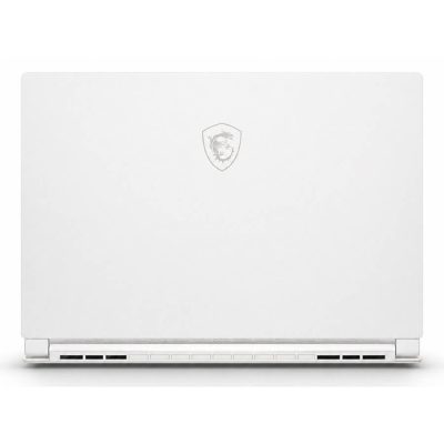 MSI Stealth 15M A11SEK 白色筆電背面上蓋與 MSI 龍盾標誌