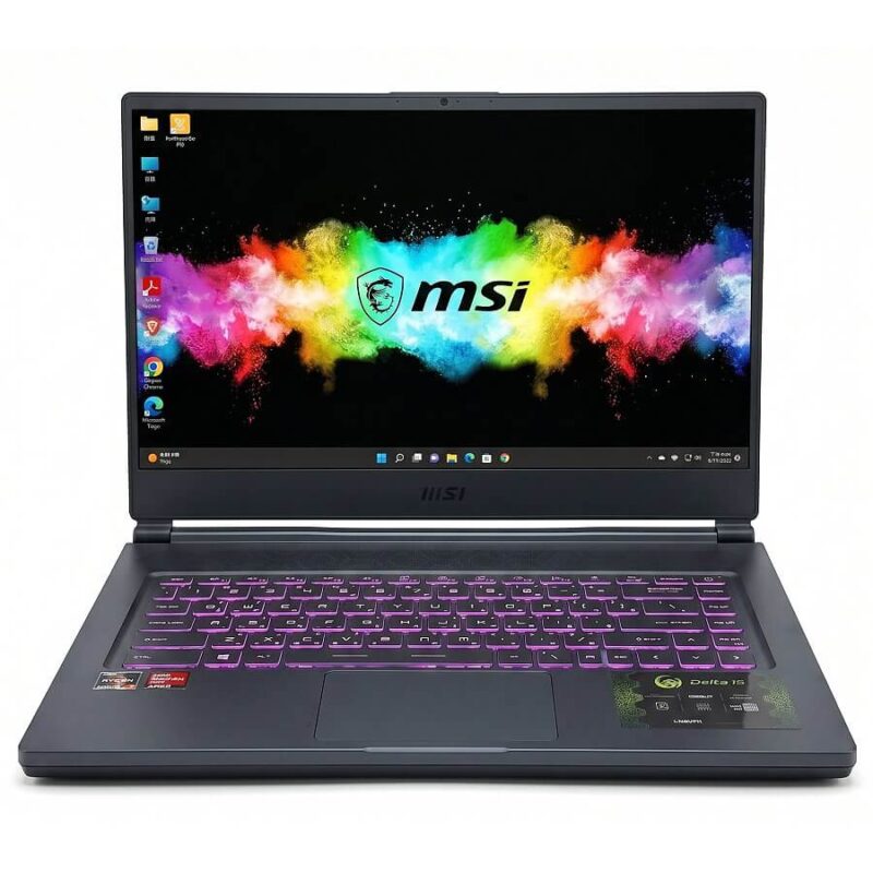 MSI Delta 15 A5EFK 電競筆電正面展示 AMD Ryzen 9 5900HX Radeon RX 6700M