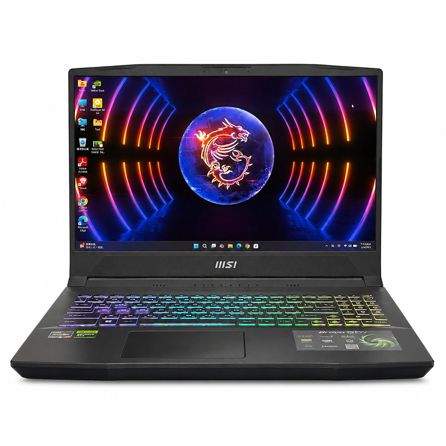 MSI Bravo 15 C7VFK font view MSI Bravo 15 C7VFK 電競筆電正面外觀