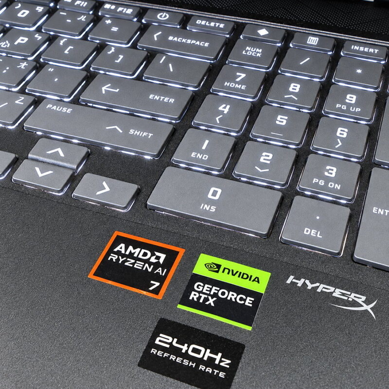 HP Victus 16-s1000 鍵盤背光與硬體規格標籤