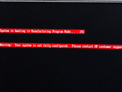 HP ZBook Fury 16 G10 開機顯示 Manufacturing Program Mode 與 Not Fully Configured 紅字警告