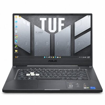 ASUS TUF Dash F15 FX516PM 二手電競筆電正面與綠色背光鍵盤