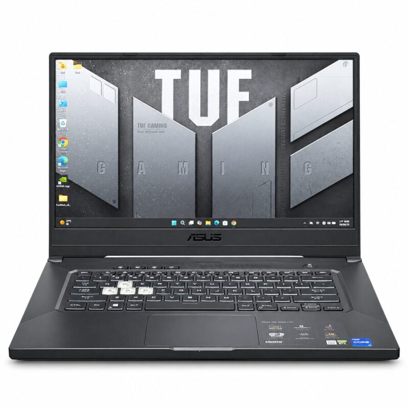 asus-tuf-dash-f15-fx516pm-front side ASUS TUF Dash F15 FX516PM 二手電競筆電正面與綠色背光鍵盤