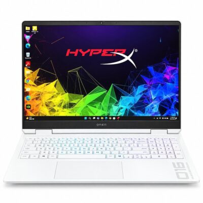 HP OMEN 16-am0000 white gaming laptop front view