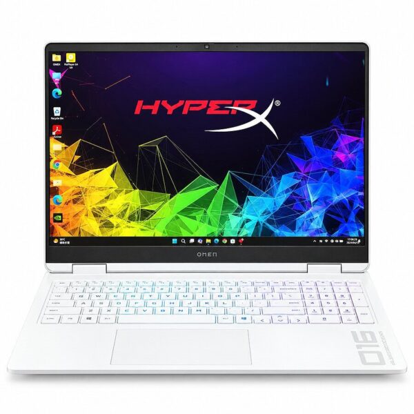 HP OMEN 16-am0000 white gaming laptop front view