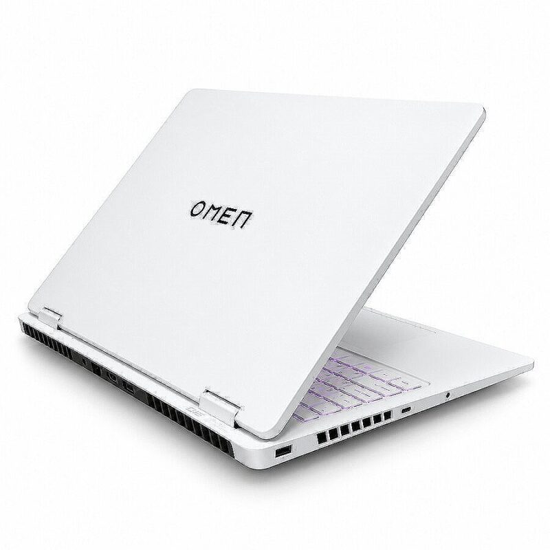 HP OMEN 16-am0000 white gaming laptop rear left view