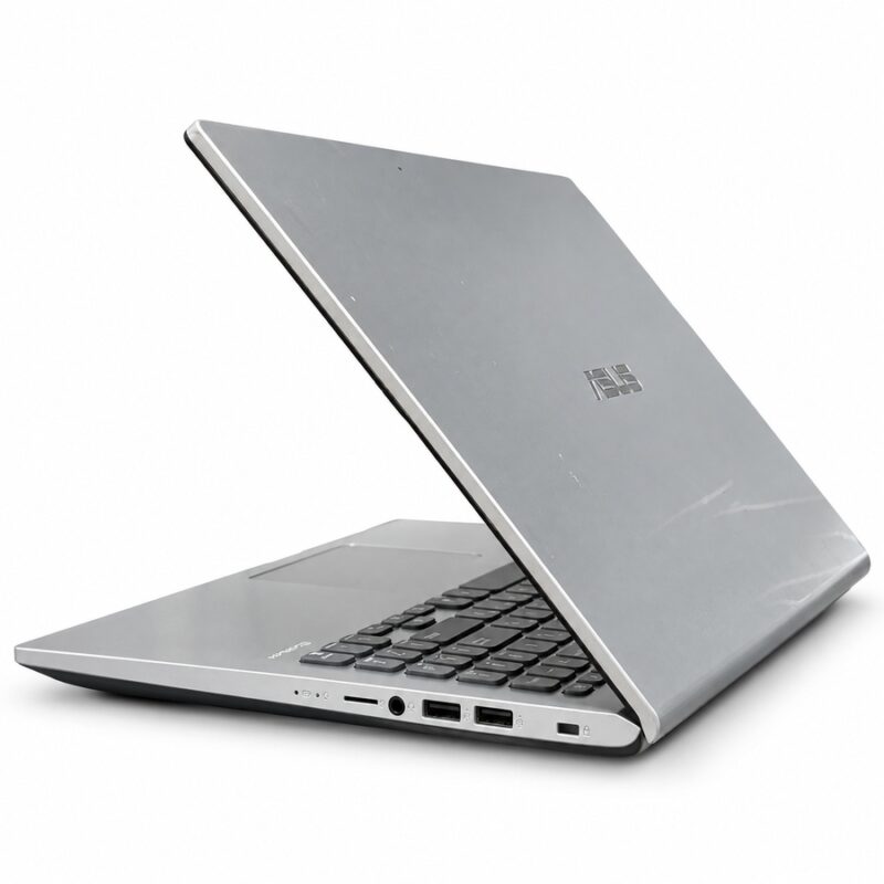 ASUS VivoBook X509JB silver laptop right side with USB ports and audio jack